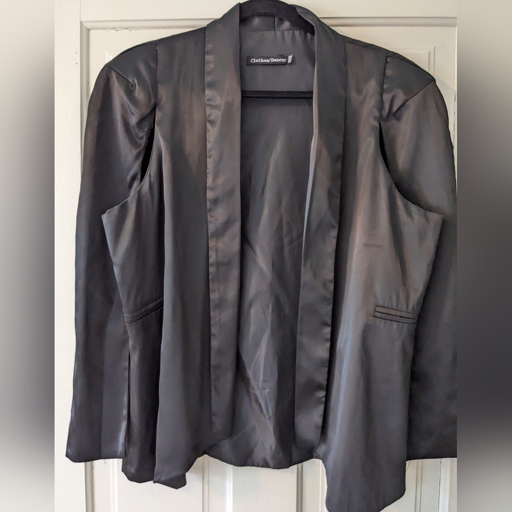 Unique Black Satin Feel Vest/Capelet with Cape Shoulders- XXXL🧙🎃🎉